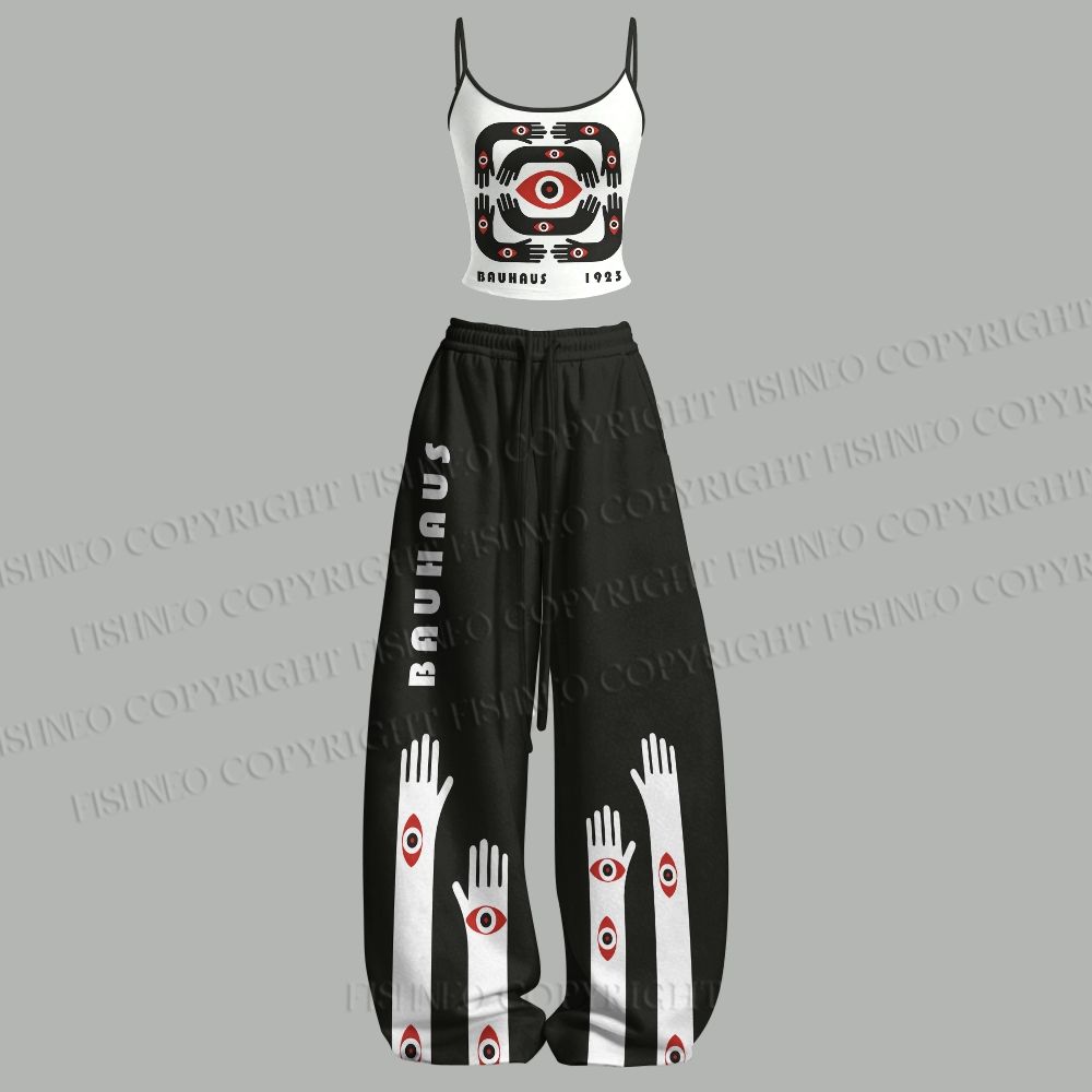 Bauhaus Black Arms And Red Eyes Top & Elasticated Trousers Two-Piece Set