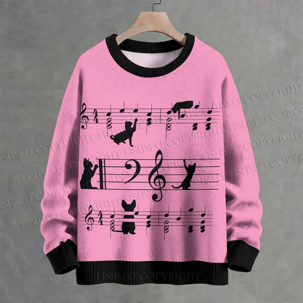 Music Black Cats Crew Neck Sweater