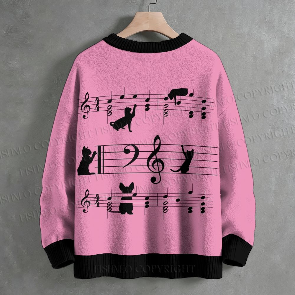 Music Black Cats Crew Neck Sweater