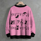 Music Black Cats Crew Neck Sweater