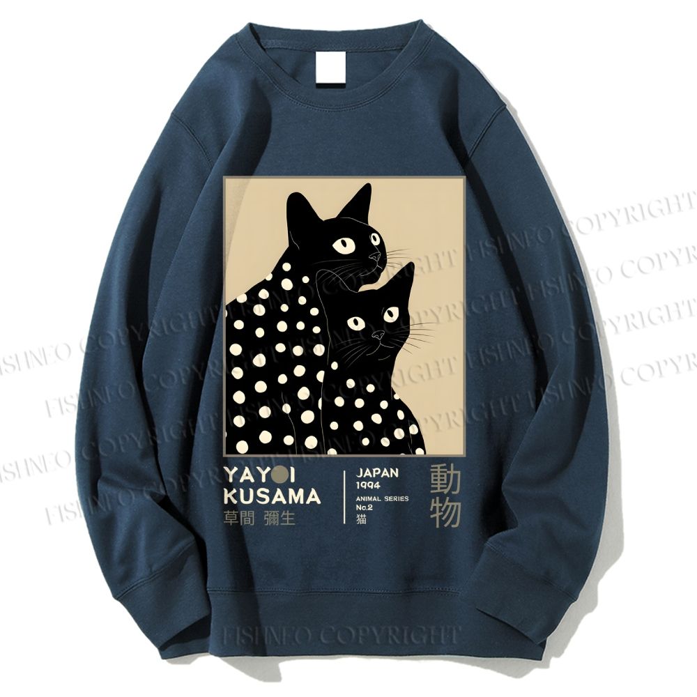 Unisex Yayoi Kusama Black Cat Printed Sweatshirt