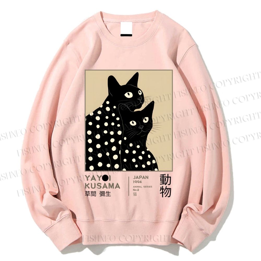Unisex Yayoi Kusama Black Cat Printed Sweatshirt