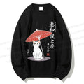 Unisex The Cat Under The Umbrella Printed Sweatshirt