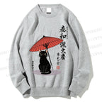 Unisex The Cat Under The Umbrella Printed Sweatshirt