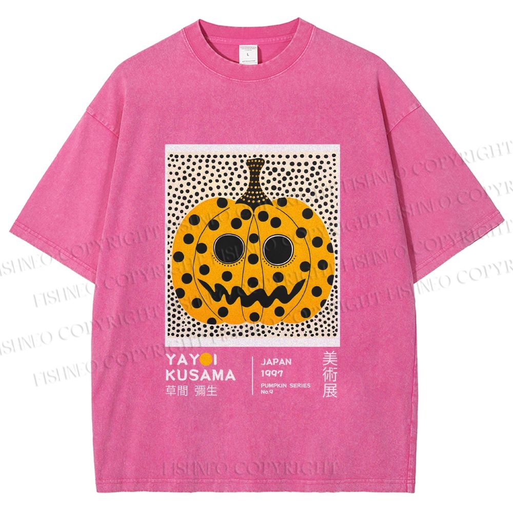 Unisex Yayoi Kusama Halloween Pumpkin Printed Washed Tee
