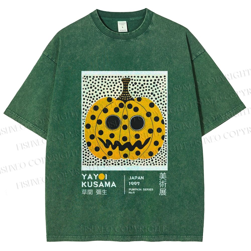 Unisex Yayoi Kusama Halloween Pumpkin Printed Washed Tee