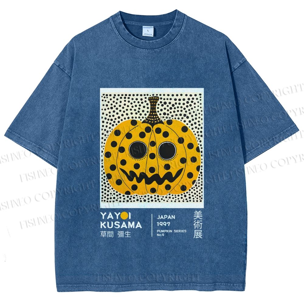Unisex Yayoi Kusama Halloween Pumpkin Printed Washed Tee