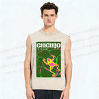 Unisex Frog in Water Printed Washed Tank Top