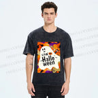 Unisex Ghost in Halloween Printed Washed Tee