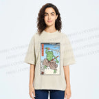 Unisex Vintage Japanese Frog Samurai Printed Washed Tee