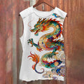 Unisex Multicolor Dragon Casual Printed Tank Top