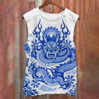Unisex Blue Dragon Casual Printed Tank Top