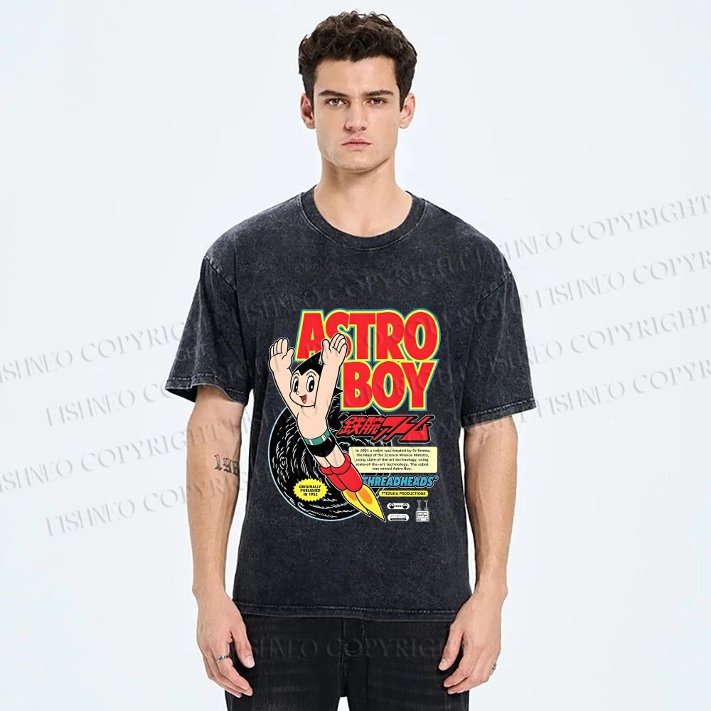 Unisex Astro Boy Printed Washed Tee