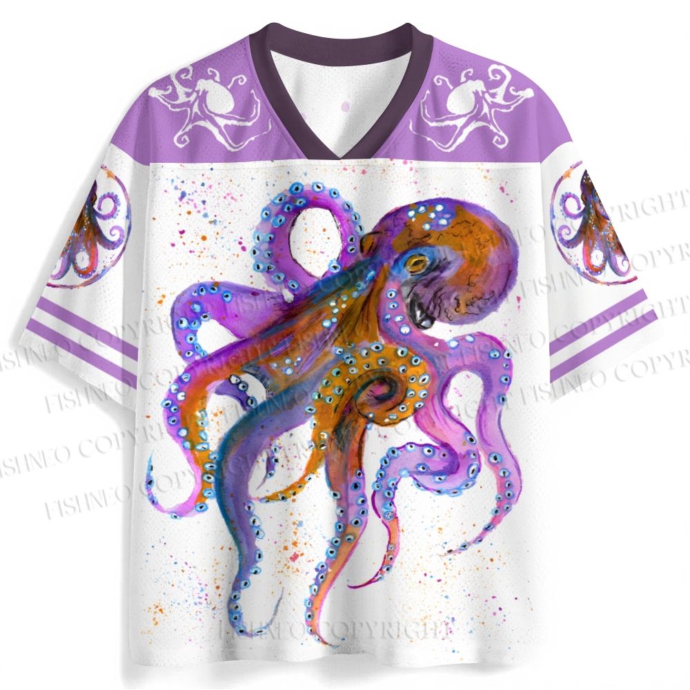 Purple Octopus Splashed with Ink Jersey Shirts