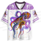 Purple Octopus Splashed with Ink Jersey Shirts