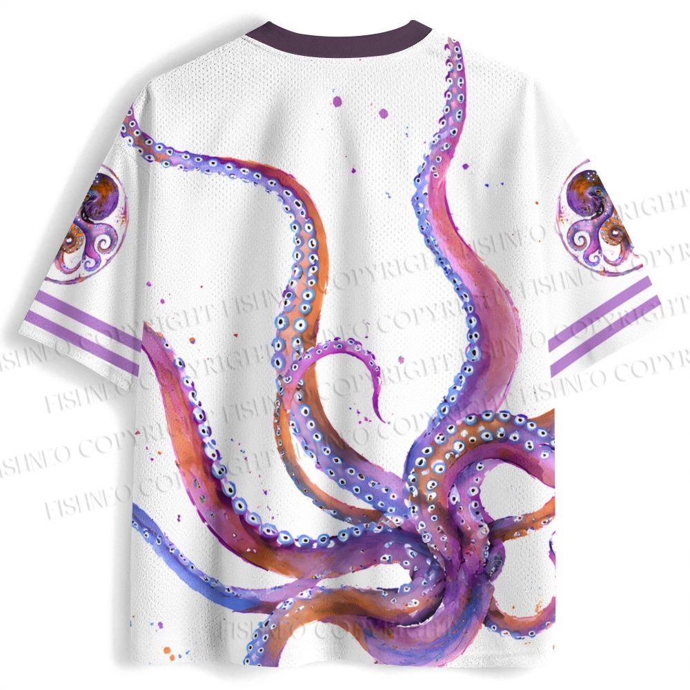 Purple Octopus Splashed with Ink Jersey Shirts