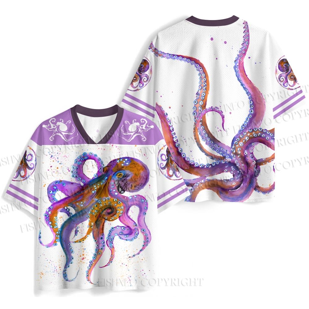 Purple Octopus Splashed with Ink Jersey Shirts