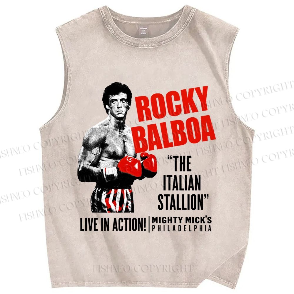 Unisex Rocky: Rocky Balboa Printed Washed Tank Top