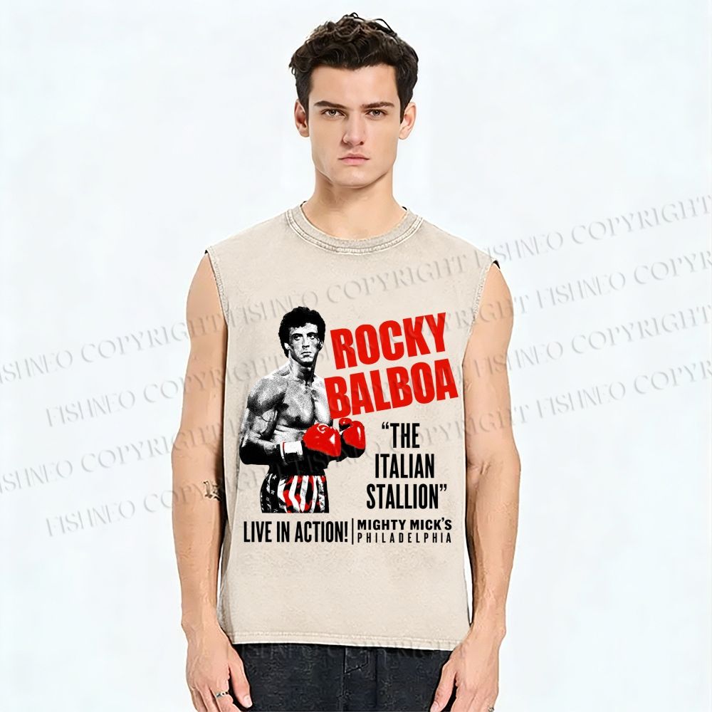 Unisex Rocky: Rocky Balboa Printed Washed Tank Top
