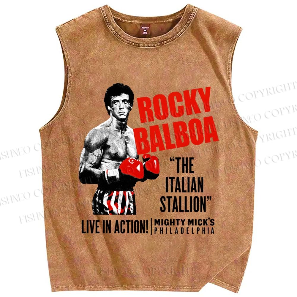 Unisex Rocky: Rocky Balboa Printed Washed Tank Top