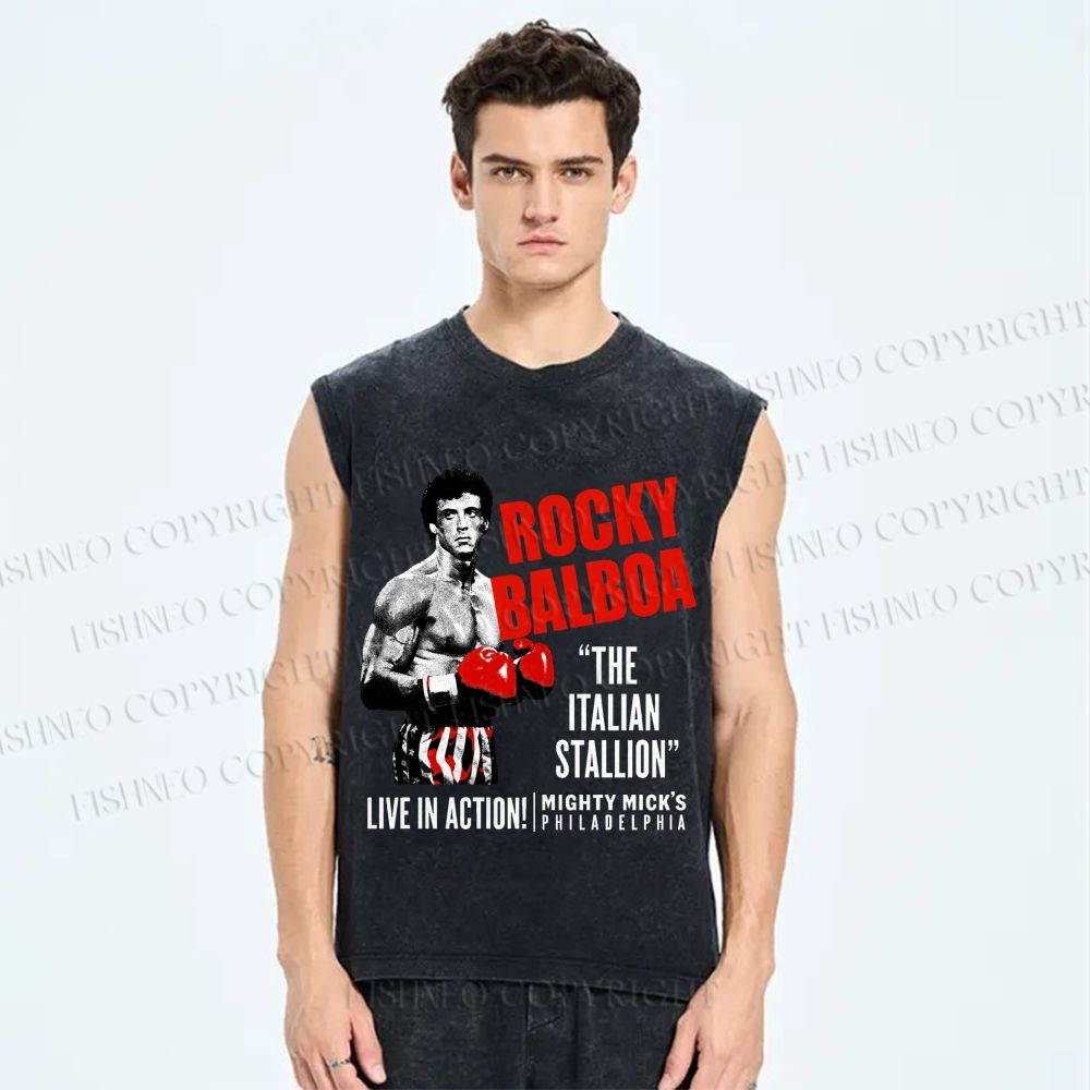 Unisex Rocky: Rocky Balboa Printed Washed Tank Top