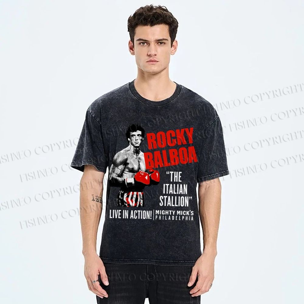 Unisex Rocky: Rocky Balboa Printed Washed Tee