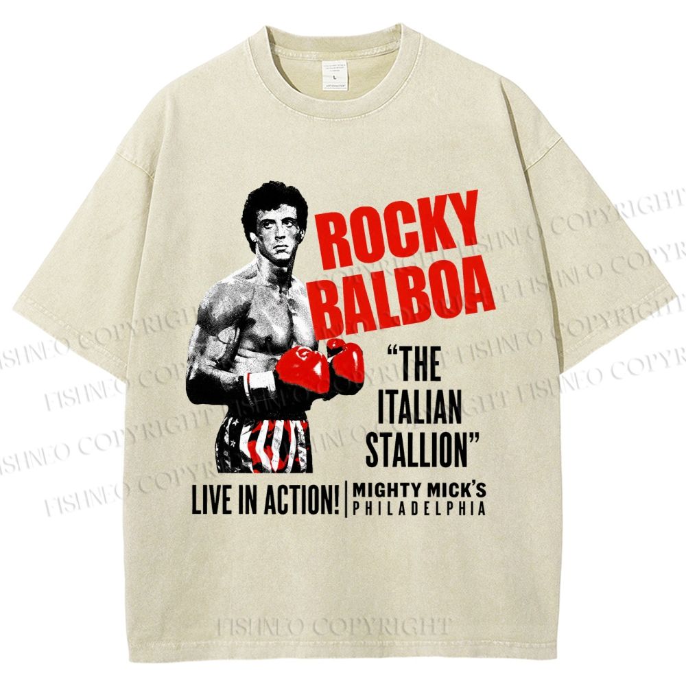 Unisex Rocky: Rocky Balboa Printed Washed Tee