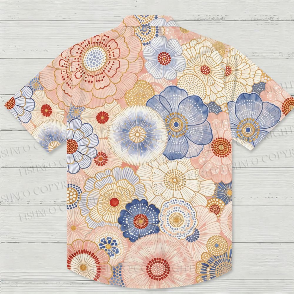 Japanese Floral Printed Hawaiian Shirt