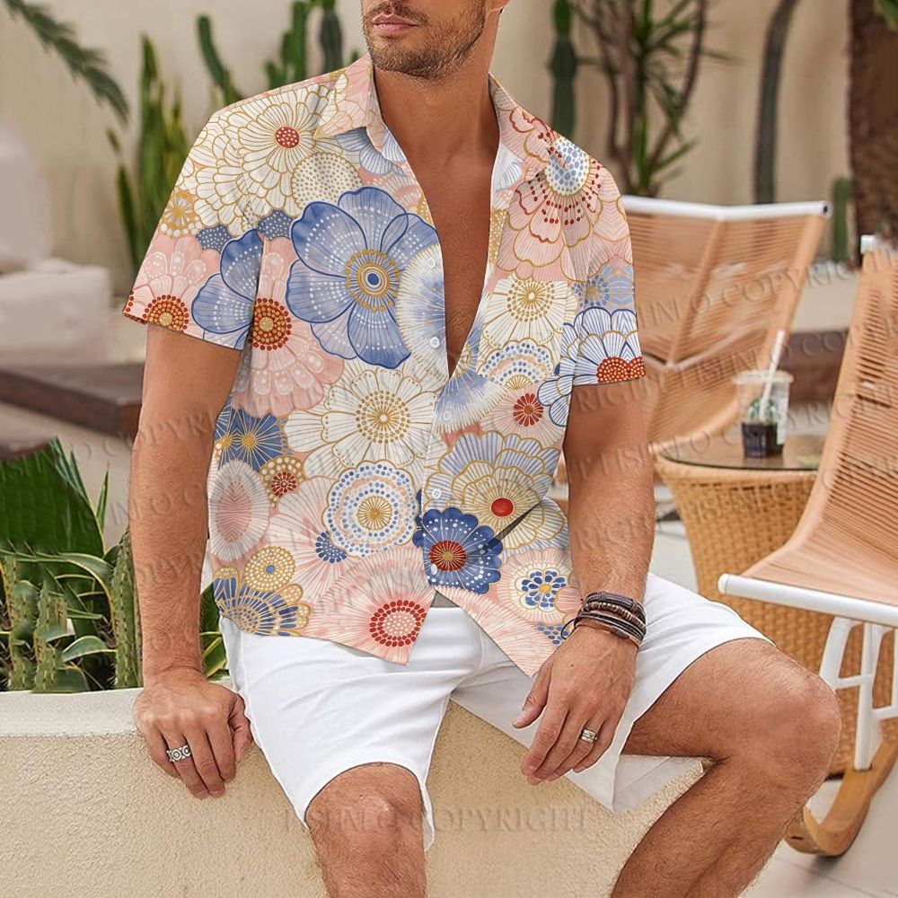 Japanese Floral Printed Hawaiian Shirt