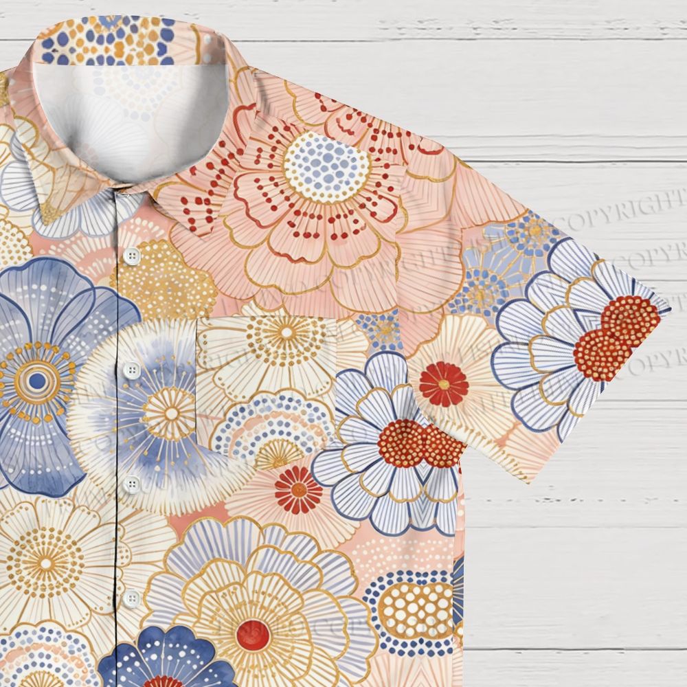 Japanese Floral Printed Hawaiian Shirt