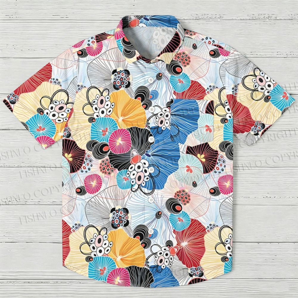 Mushroom Japanese Graphic Printed Hawaiian Shirt
