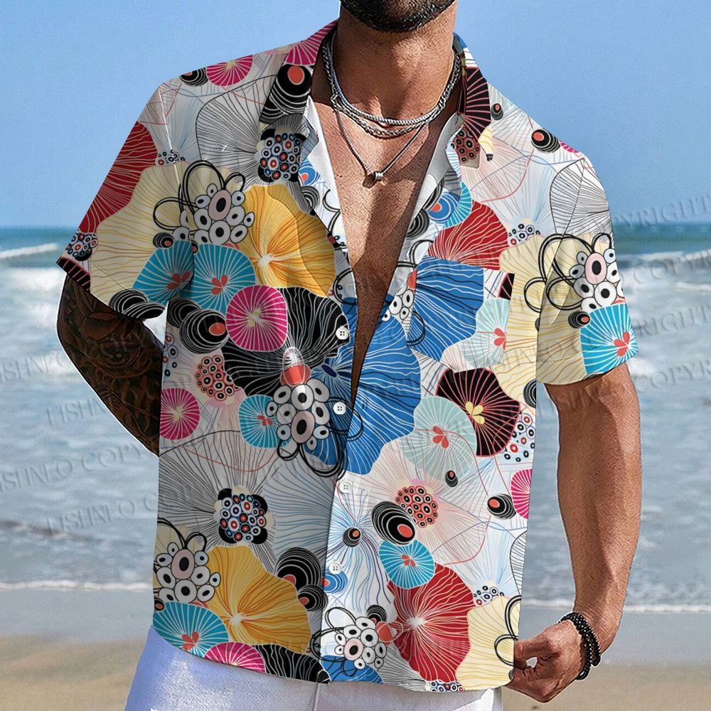 Mushroom Japanese Graphic Printed Hawaiian Shirt