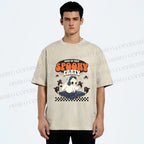 Unisex Ghostly Dance or Treat Printed Washed Tee