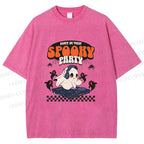 Unisex Ghostly Dance or Treat Printed Washed Tee