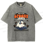 Unisex Ghostly Dance or Treat Printed Washed Tee