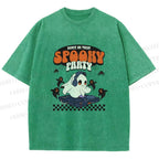 Unisex Ghostly Dance or Treat Printed Washed Tee