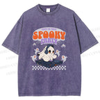 Unisex Ghostly Dance or Treat Printed Washed Tee