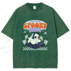 Unisex Ghostly Dance or Treat Printed Washed Tee