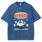 Unisex Ghostly Dance or Treat Printed Washed Tee