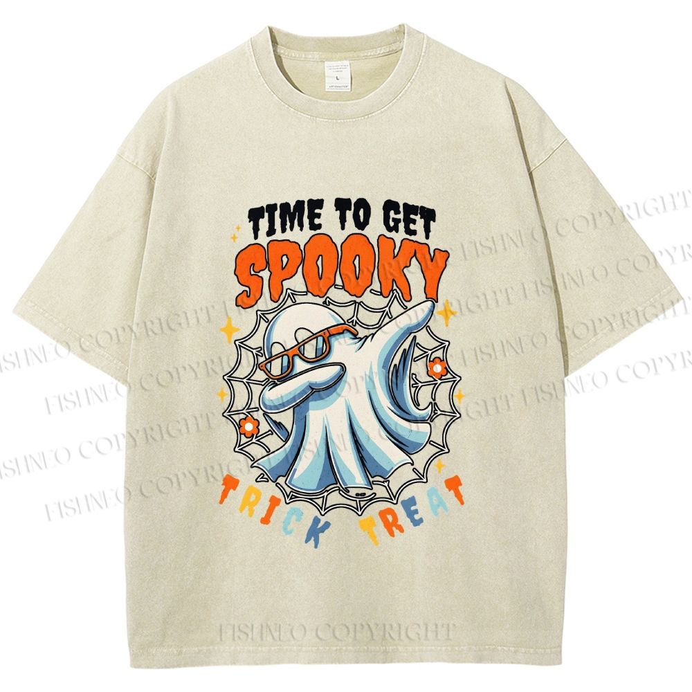 Unisex Time To Get Spooky Printed Washed Tee