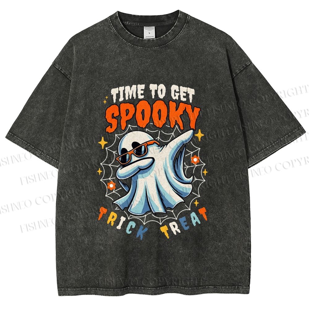 Unisex Time To Get Spooky Printed Washed Tee