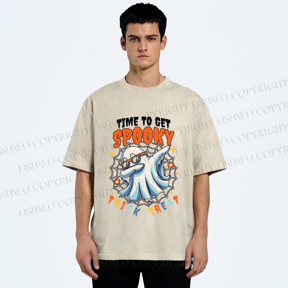 Unisex Time To Get Spooky Printed Washed Tee