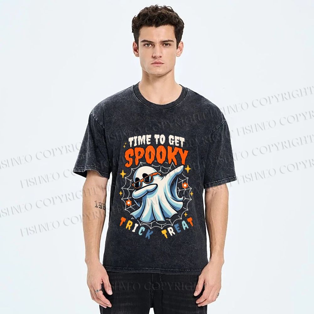 Unisex Time To Get Spooky Printed Washed Tee