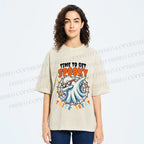 Unisex Time To Get Spooky Printed Washed Tee
