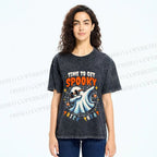 Unisex Time To Get Spooky Printed Washed Tee