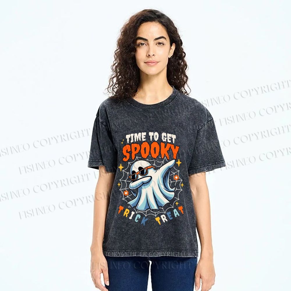 Unisex Time To Get Spooky Printed Washed Tee