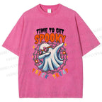 Unisex Time To Get Spooky Printed Washed Tee
