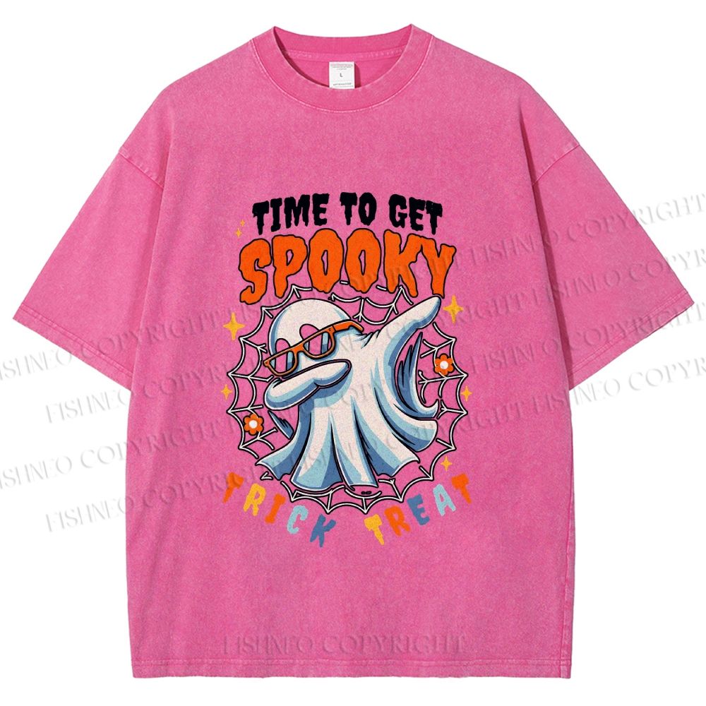 Unisex Time To Get Spooky Printed Washed Tee