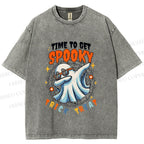 Unisex Time To Get Spooky Printed Washed Tee