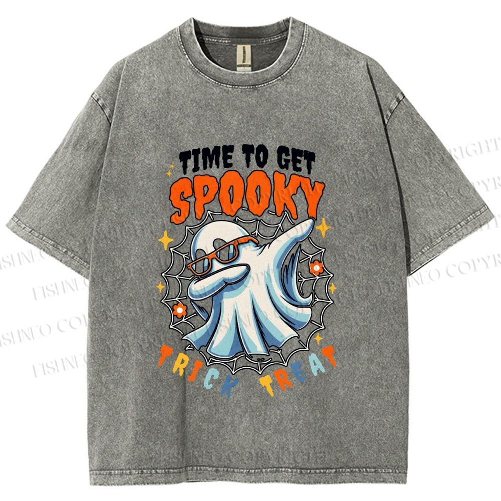 Unisex Time To Get Spooky Printed Washed Tee
